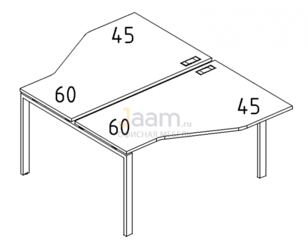 Мебель для персонала Рабочая станция со столами эргономичными "Техно" на металлокаркасе UNO Б1 187 БП