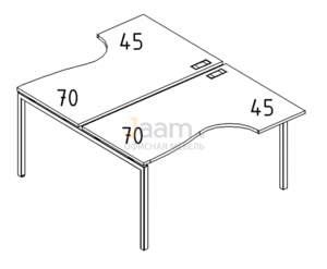 Мебель для персонала Рабочая станция со столами эргономичными "Классика"на металлокаркасе DUE Б2 185 БП
