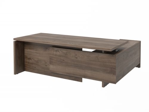 Стол руководителя с опорной тумбой Festus FB-121L.DD 1800x2100x750 (Орех Пацифик Табак)