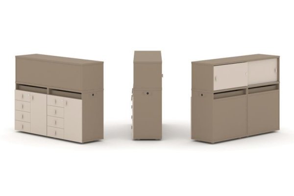 Тумба двойная + низкая надставка ES.NB.2N-4 (1500х410х1135)