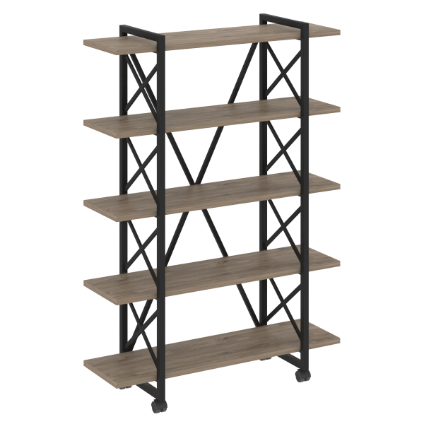 Стеллаж на колесных опорах-5 полок VR.L-MST.K-5.8V 1200x400x1704 (Тиквуд Темный/Черный металл)