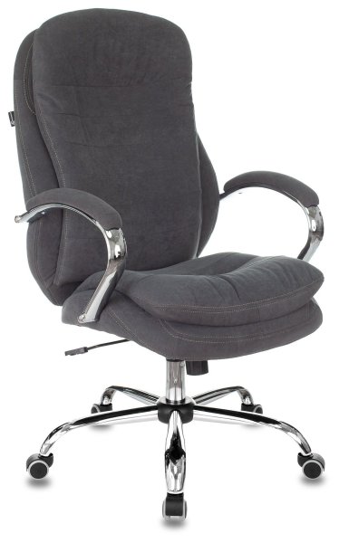 Кресло руководителя T-9950SL Fabric серый Alfa 44 крестов. металл хром (Серый)