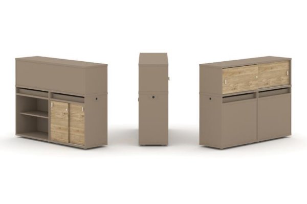 Тумба двойная + низкая надставка ES.NB.2N-10 (1500х410х1135)