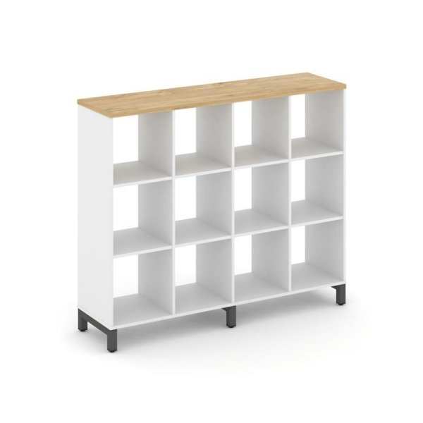 Каркас стеллажа 3 яруса SN.KS-340 (1488х400х1248) (Белый/Тиквуд Светлый/Металл Антрацит)