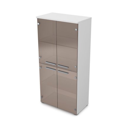 9Ш.004.7 Шкаф со стеклом (800x450x1645) (Белый премиум)