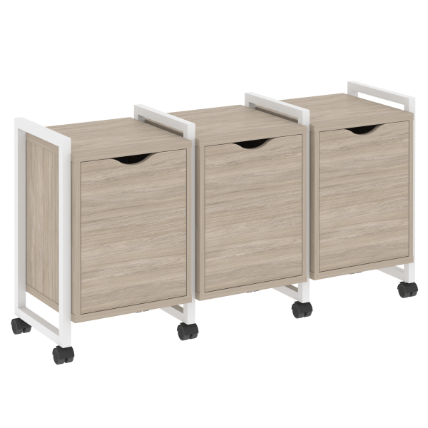Тумба на колесных опорах наборная VR.L-TN-5.K 1440x460x767 (Дуб Аттик/Белый металл)