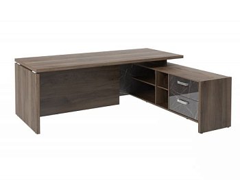 Стол руководителя с опорной тумбой Festus FI-121R.GG 1800x2100x750