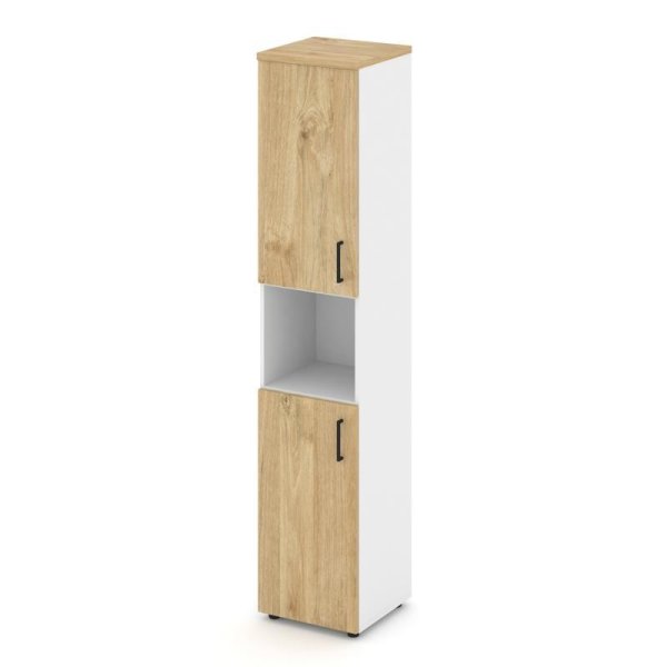 Шкаф высокий узкий SN.STU.E-107(L) (400х400х1982) (Белый/Тиквуд Светлый)