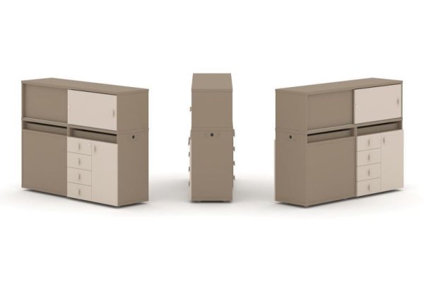 Тумба двойная + низкая надставка ES.NB.2N-17 (1500х410х1135)