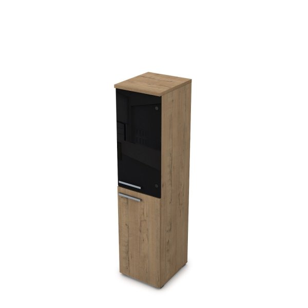 9ПЛ.004.12 Пенал со стеклом (400x450x1645), левый (Teakwood)