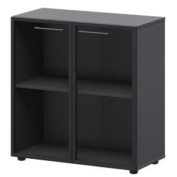 Шкаф низкий со стеклом в ал. рамке Кортез СМШ28RS 792x380x811