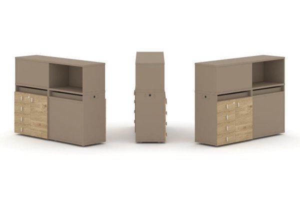 Тумба двойная + низкая надставка ES.NB.2N-15 (1500х410х1135)
