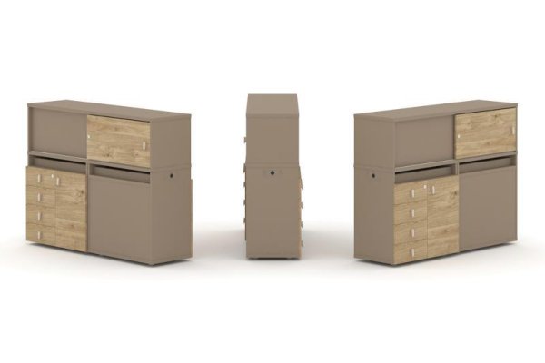 Тумба двойная + низкая надставка ES.NB.2N-17 (1500х410х1135)