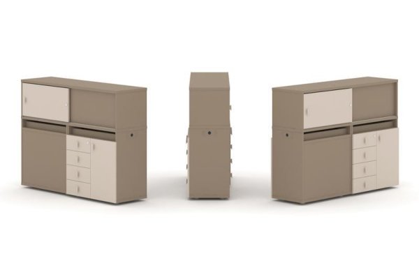 Тумба двойная + низкая надставка ES.NB.2N-18 (1500х410х1135)