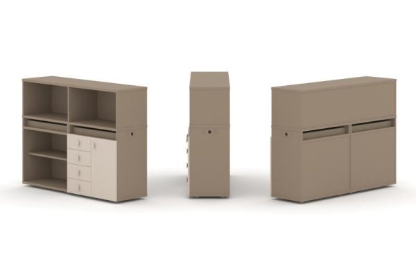 Тумба двойная + низкая надставка ES.NB.2N-7 (1500х410х1135)