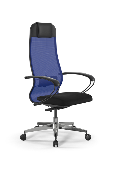 Кресло для руководителя Метта SynchroSit 10 B1-111K - X2+UMF(X1) /Ub00/Wh00/K1bL(M23.B22.G18.W03) (Синий | Черный)