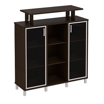 Стеллаж средний с надстройкой и стеклянными дверками Борн B 801-522 1426x450x1530