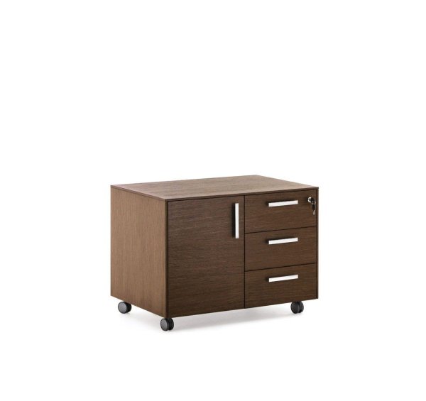 EXE Тумба 3 ящика, 1 дверь (Орех/Хром)