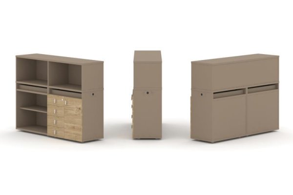 Тумба двойная + низкая надставка ES.NB.2N-7 (1500х410х1135)