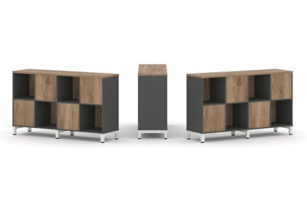 Набор стеллажа 2-х сторонний, 2 яруса SN.NSD-241 (1488х400х881) (Антрацит/Дуб Табак/Металл Белый)