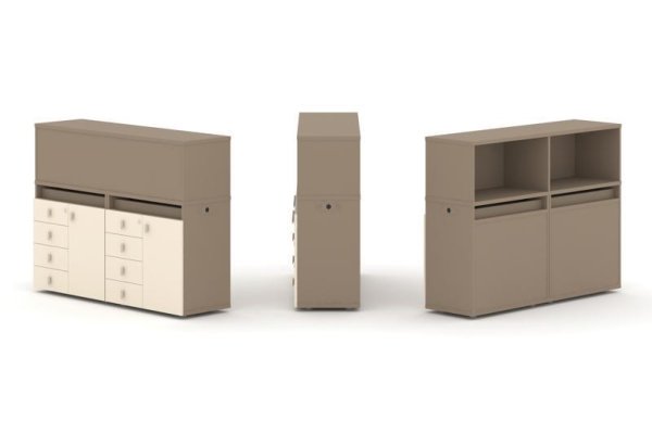 Тумба двойная + низкая надставка ES.NB.2N-3 (1500х410х1135)