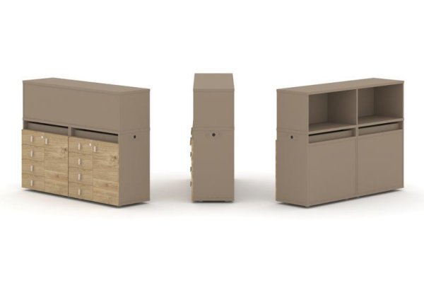 Тумба двойная + низкая надставка ES.NB.2N-3 (1500х410х1135)