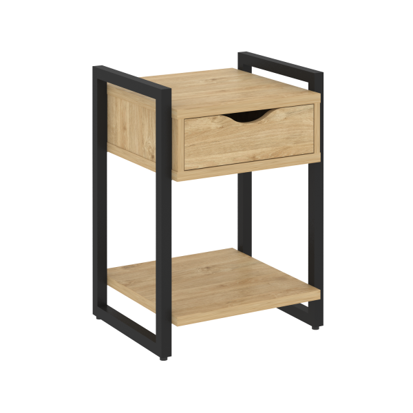 Тумба на регулируемых опорах с ящиком и полкой VR.L-T1.O 500x460x719 (Тиквуд Светлый/Черный металл)