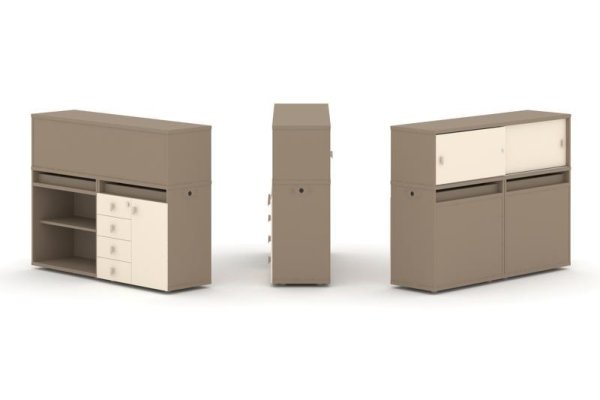 Тумба двойная + низкая надставка ES.NB.2N-8 (1500х410х1135)