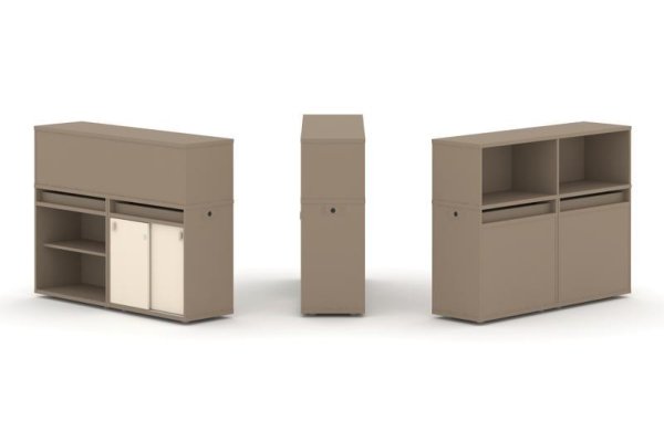 Тумба двойная + низкая надставка ES.NB.2N-9 (1500х410х1135) (Латте/Сатин)
